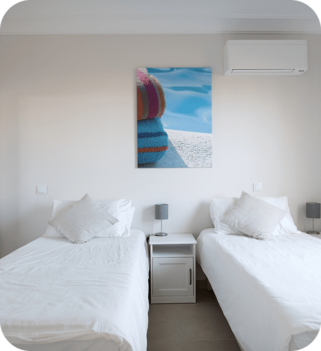 Simple bedroom with two single beds